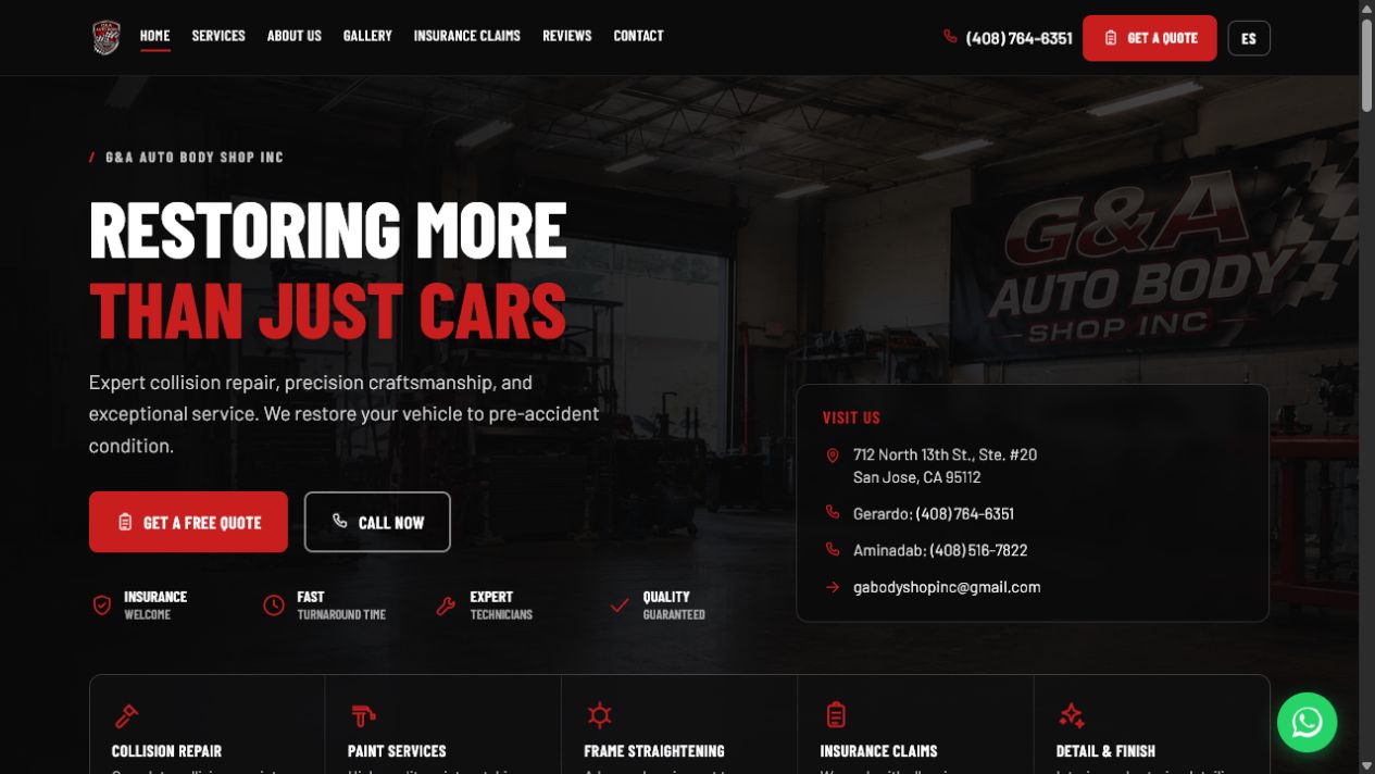 G&A Auto Body Shop Inc. website
